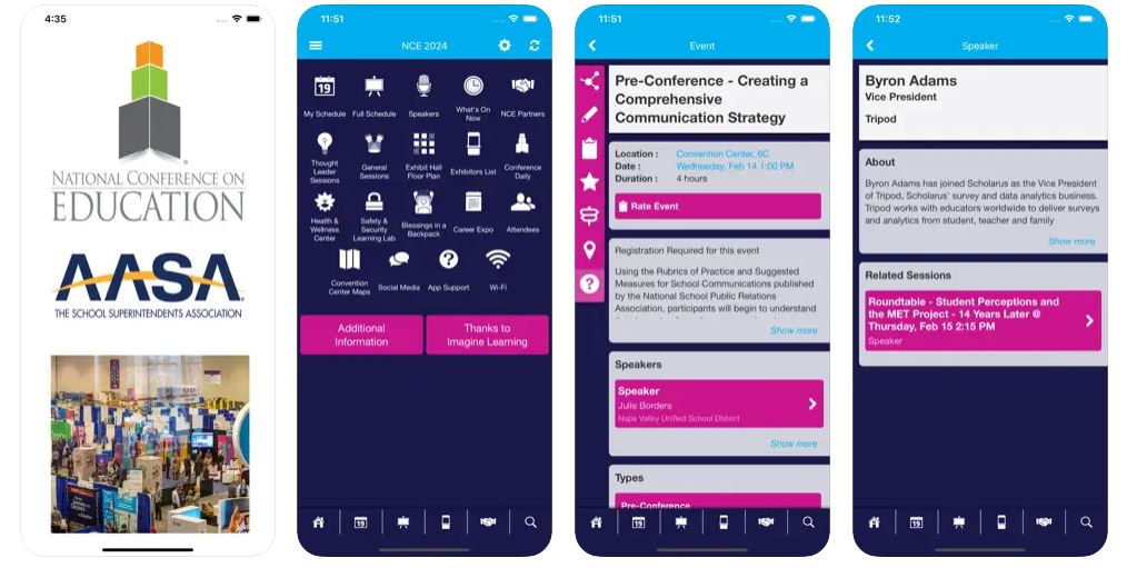 NCE 2024 Mobile App Screenshots