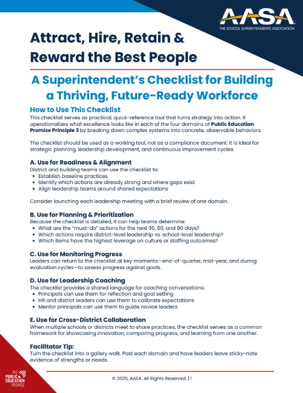 Superintendent Checklist Build Thriving Workforce