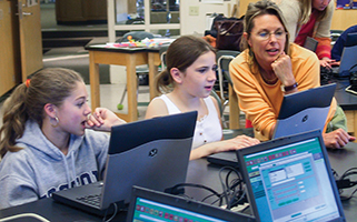 Patricia Ganley with students