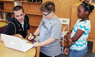 Scott Smith with students