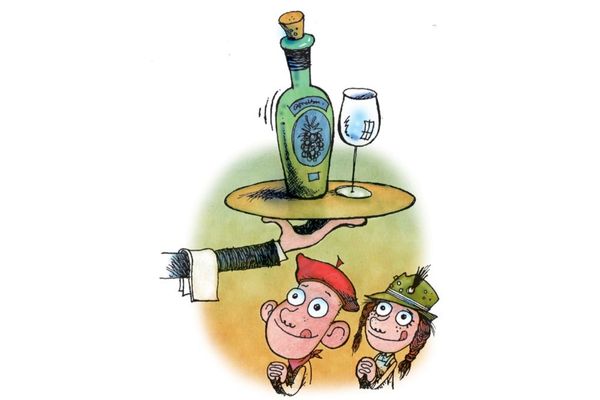 Cartoon of kids asking for wine