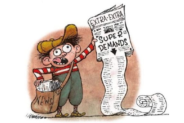 Cartoon of a boy holding a newspaper