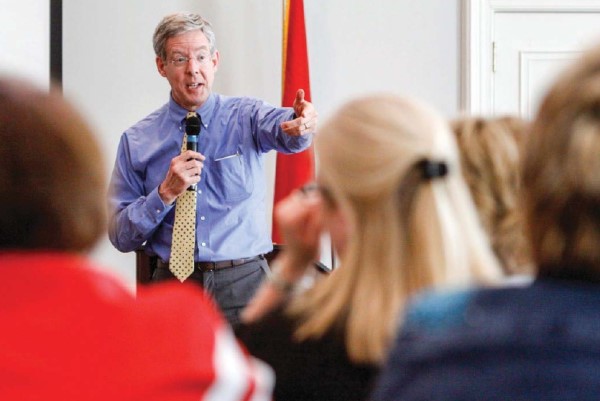 Kim Marshall giving a speech 