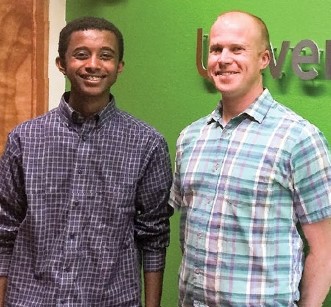 RJ Owen (right) with Jonathon the student from Ethiopia 