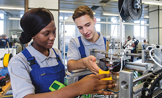 Teenage students in Europe are pursuing apprenticeships at the Siemens plant in Berlin, Germany.