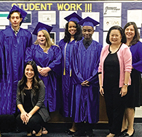 Superintendent Mary Sieu (second from right) with staff and graduates of the BRIDGES Program at Cabrillo Lane for high school students with severe behavioral issues, part of the ABC Unified Schools’ multi-tiered system of support.