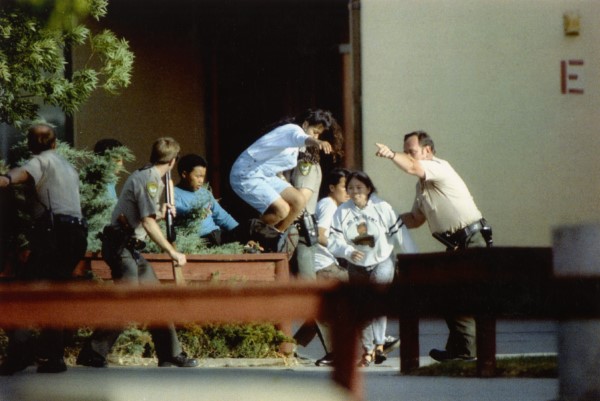 Officers evacuate students