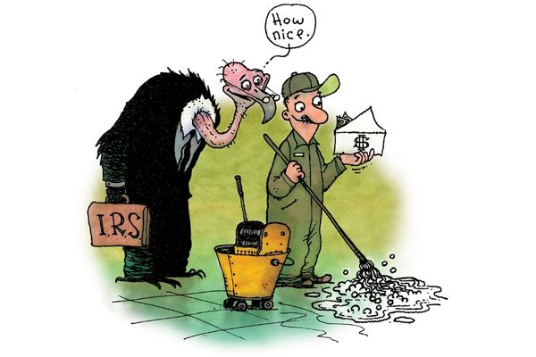 Cartoon IRS and Janitor