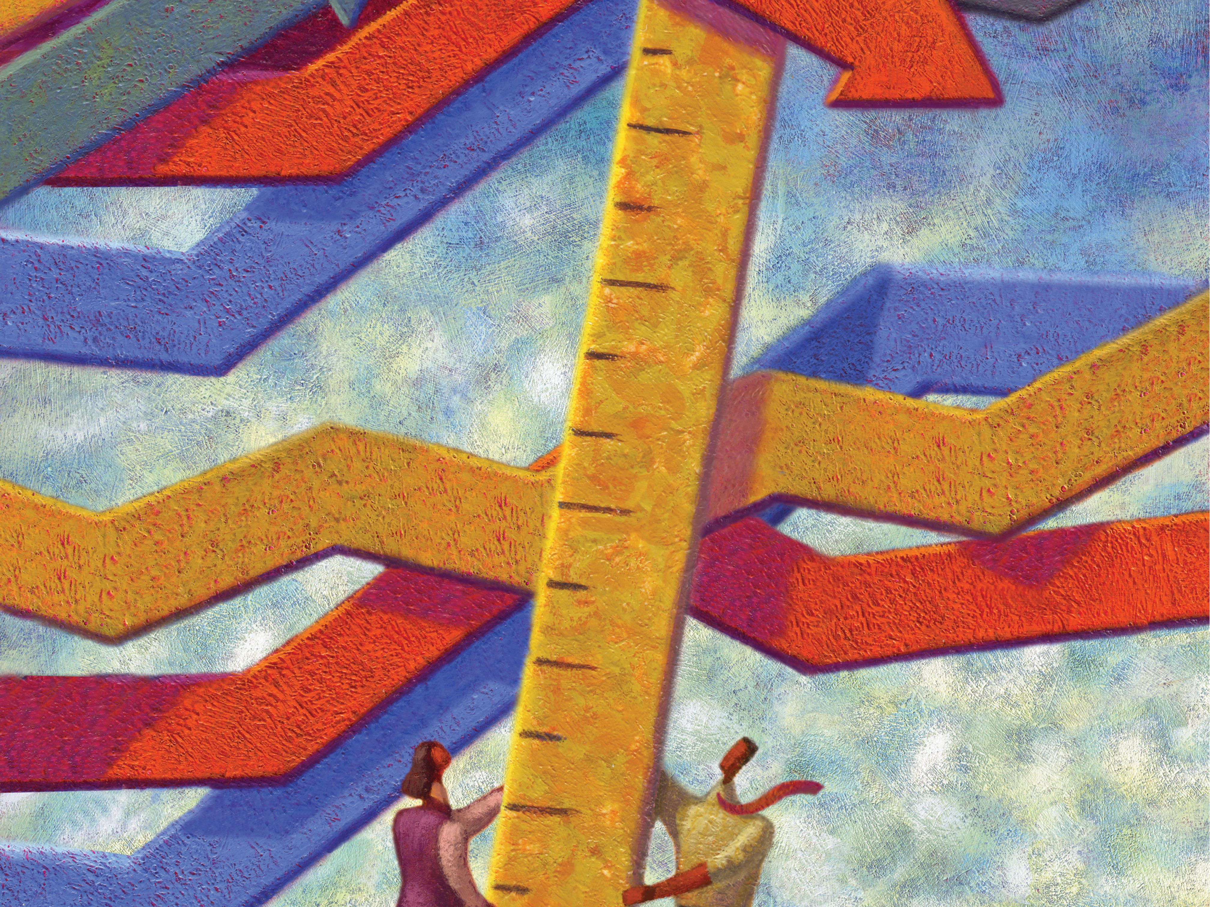 Ruler with graphing lines being held up by two people
