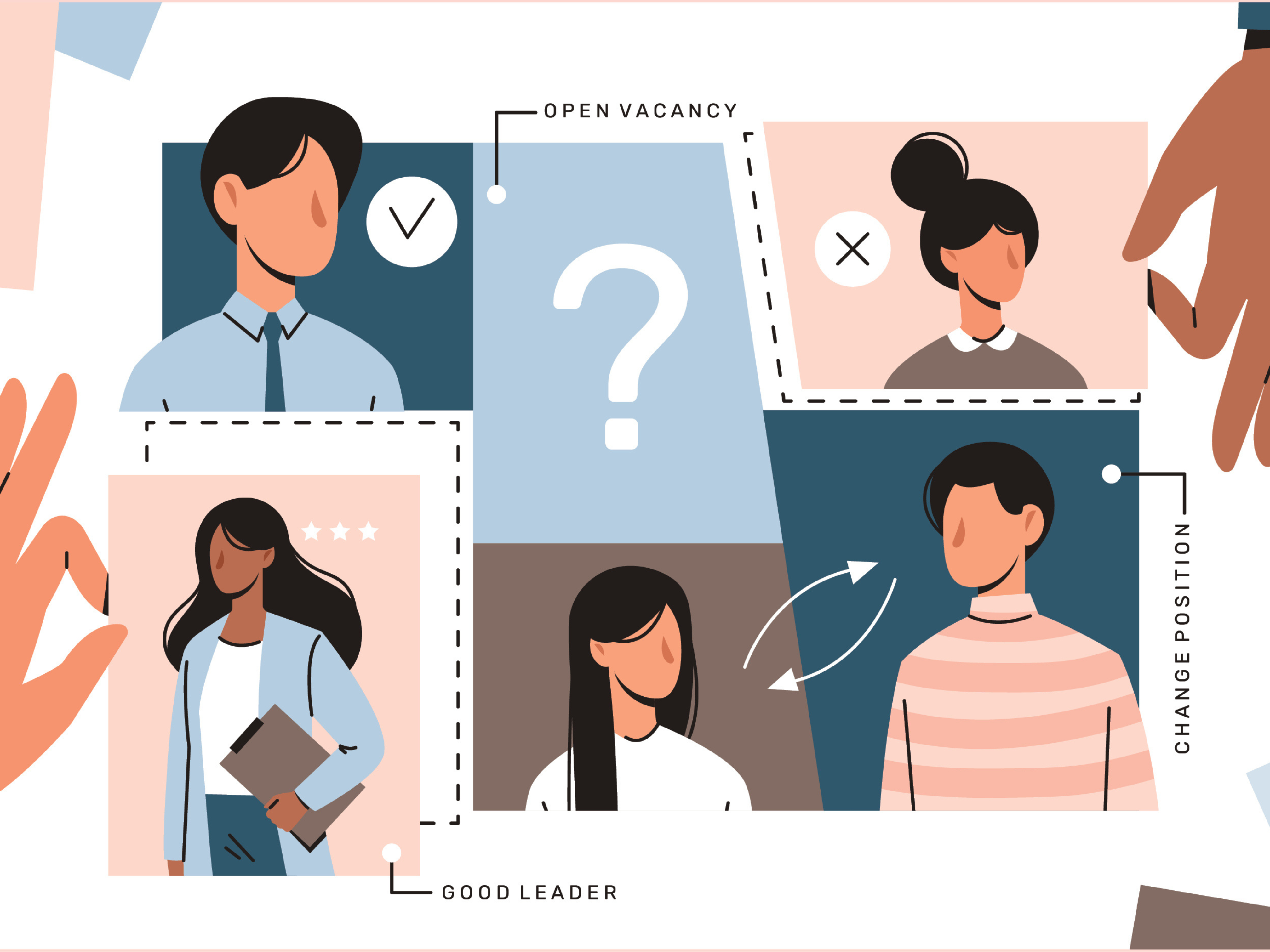 Different panels of people in squares