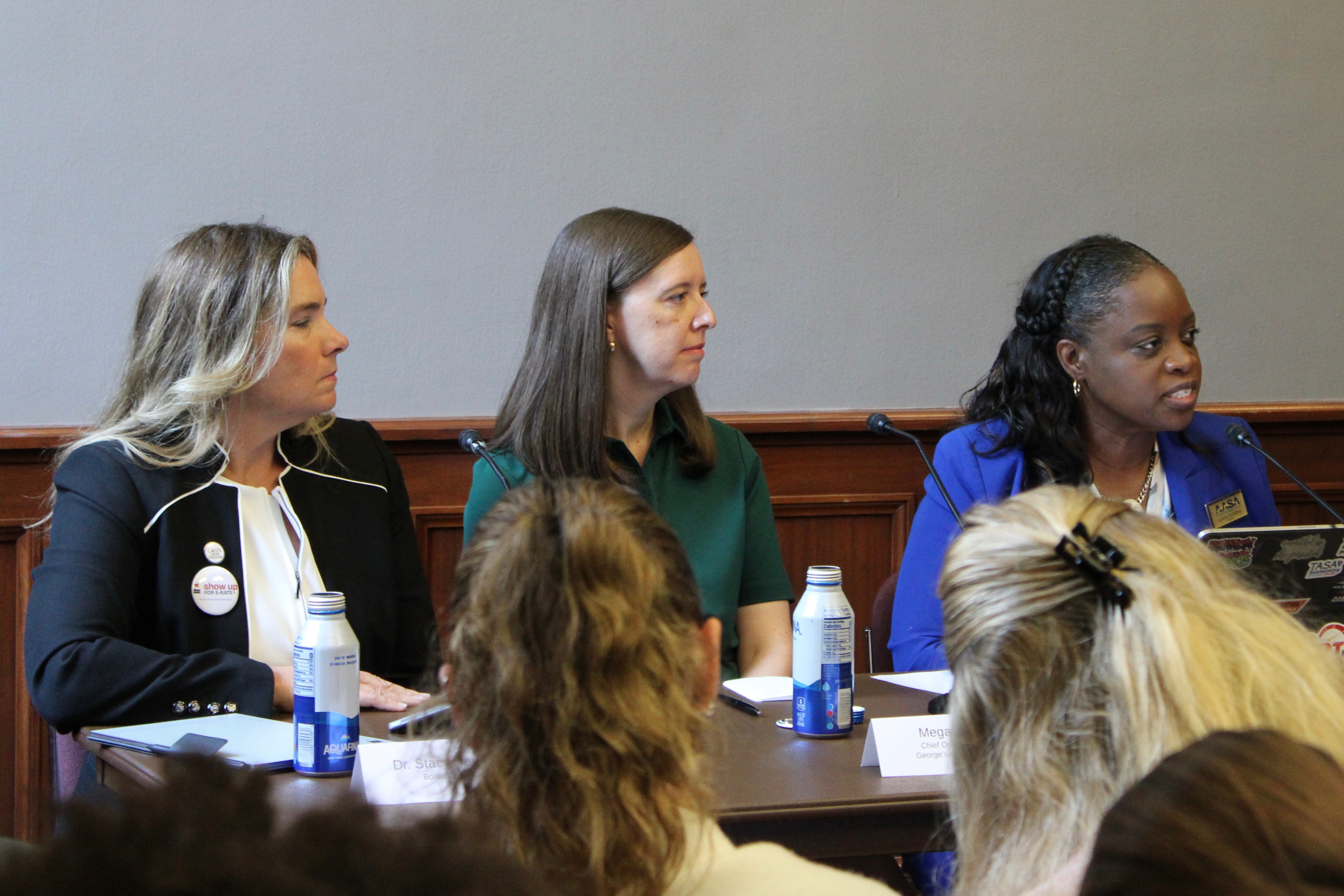 From left to right: Stacy Hawthorne, Executive Director, EdTech Leaders Alliance, CoSN; Megan Sutherland, Chief Operating Officer, Prince George's County Memorial Library System; Dr. LaTonya Goffney, President of AASA From left to right: Stacy Hawthorne, Executive Director, EdTech Leaders Alliance, CoSN; Megan Sutherland, Chief Operating Officer, Prince George's County Memorial Library System; Dr. LaTonya Goffney, President of AASA