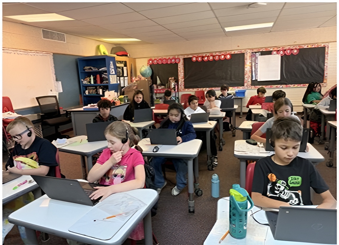 Students on their laptops at Ajo Unified School District