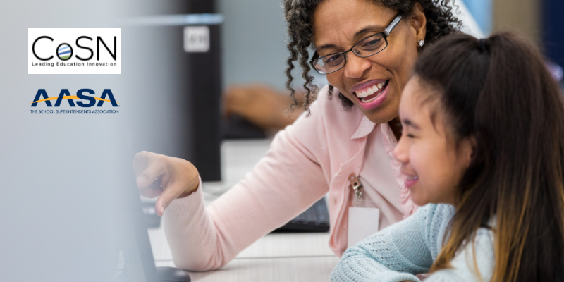 Teacher and student with technology