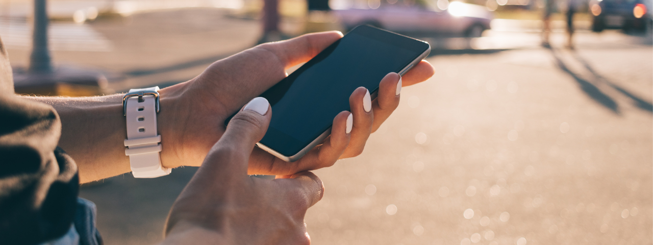 Person looking at a smart phone